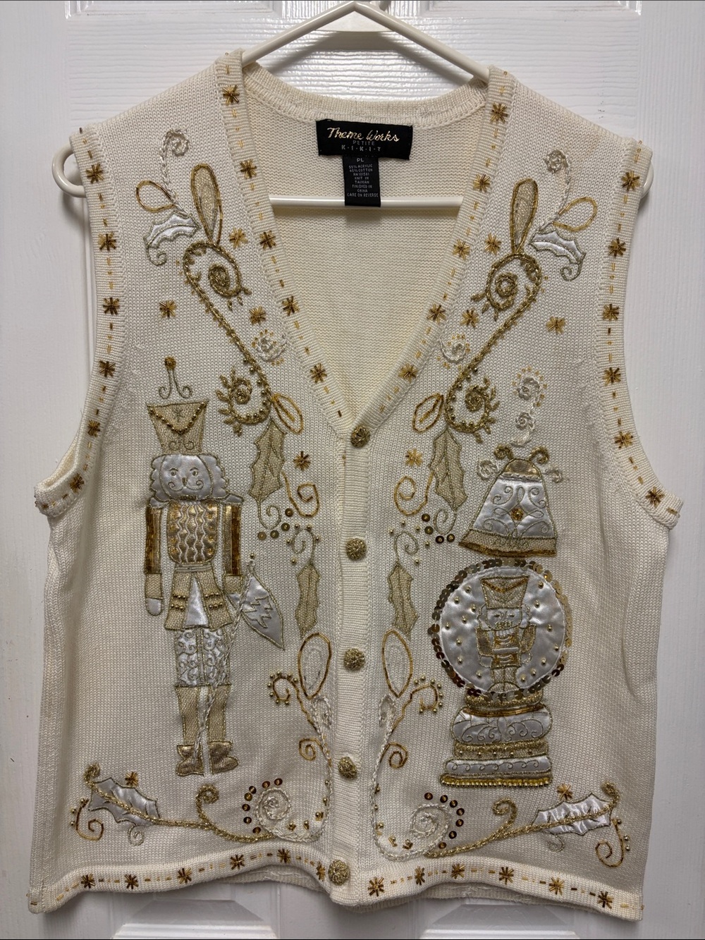 KIKIT Petite Ivory Knit Christmas Vest